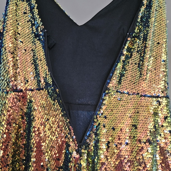 Windsor Multicolor Sequin V-Neck Mini Dress Spaghetti Strap size Small - Picture 6 of 8